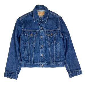 Vintage 70s Genuine Roebucks Distressed Blue Denim Trucker Jacket Fits S/M